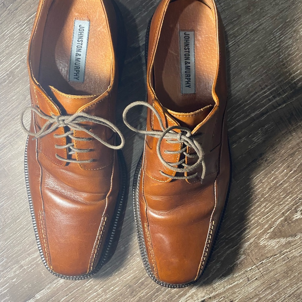 Johnston & Murphy Tan Leather Oxfords Classic Design